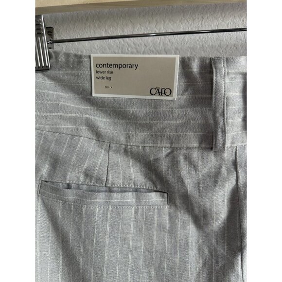 Cato Women’s Gray Linen Blend High Rise Dress Pants Size 16 Petite Stripes NEW - Picture 8 of 12